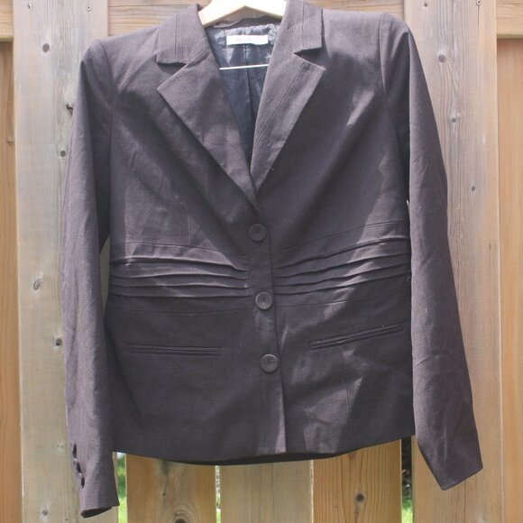 Ricki's Brown Checkered Stripe Blazer Size 10 - Picture 1 of 6